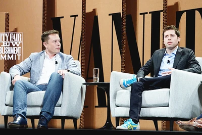 CEO Sam Altman của Công ty OpenAI (phải) tại một buổi chia sẻ tầm nhìn về ứng dụng AI. Ảnh: GETTY IMAGES