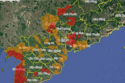 Bản đồ cảnh báo cháy rừng ngày 2/4/2025. (Nguồn: Cục Lâm nghiệp và Kiểm lâm)