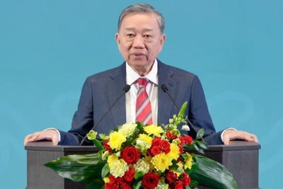 Tổng Bí thư Tô Lâm phát biểu Chính sách tại Học viện Hành chính Công và Kinh tế quốc dân trực thuộc Tổng thống LB Nga. (Ảnh: TTXVN) 