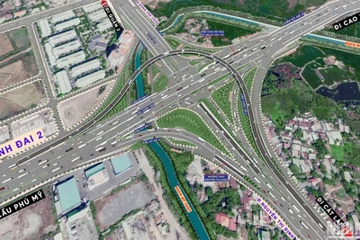 Phối cảnh nút giao thông Mỹ Thủy nhìn từ trên cao.