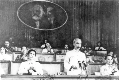 Chủ tịch Hồ Chí Minh tại Đại hội đại biểu toàn quốc lần thứ III của Đảng (tháng 9 năm 1960). (Ảnh Tư liệu)