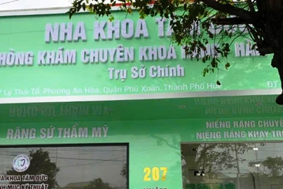 Cơ sở Nha khoa Tâm Đức (phường An Hòa, quận Phú Xuân, thành phố Huế) bị đình chỉ hoạt động. (ảnh: Sở Y tế thành phố Huế).