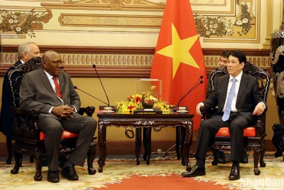 Chủ tịch nước Lương Cường tiếp Phó Chủ tịch nước Cuba Salvador Valdes Mesa.