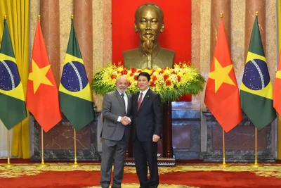 Chủ tịch nước Lương Cường hội đàm với Tổng thống Cộng hòa Liên bang Brasil Luiz Inácio Lula da Silva. (Ảnh: THỦY NGUYÊN)