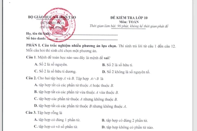 Một phần đề thi minh họa môn Toán.