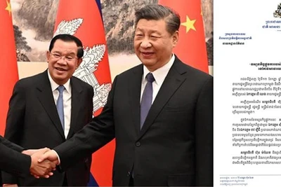 Thông cáo về chuyến thăm Cộng hòa Nhân dân Trung Hoa của Thủ tướng Campuchia Samdech Thipadi Hun Manet. (Ảnh: Fresh News)