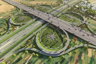 Phối cảnh một nút giao thông trên đường Vành đai 4. (Ảnh: Hải Phong)
