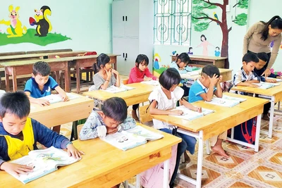 Một lớp học ở huyện miền núi Minh Hóa (Quảng Bình). 