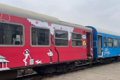 Đoàn tàu Hoa Phượng đỏ thu hút khách du lịch trải nghiệm.