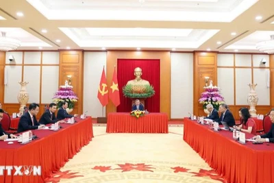 Tối 30/4/2025, tại Trụ sở Trung ương Đảng, Tổng Bí thư Tô Lâm điện đàm với Chủ tịch Hội đồng châu Âu António Costa. (Ảnh: Thống Nhất/TTXVN)