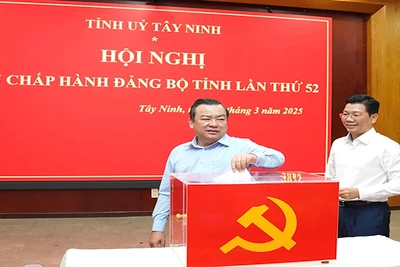 Các đại biểu bầu chức danh Bí thư Tỉnh ủy.