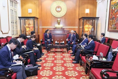 Toàn cảnh buổi tiếp tại Trụ sở Ủy ban Trung ương Mặt trận Tổ quốc Việt Nam.