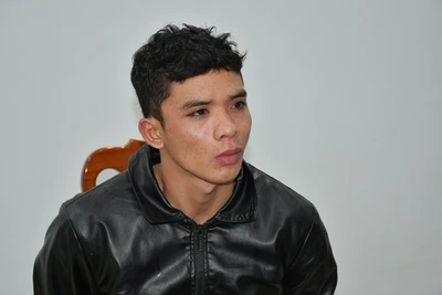 Đối tượng Nguyễn Thành Thông tại cơ quan công an. 