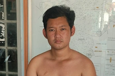 Đối tượng Lê Huỳnh Hải tại cơ quan Công an.