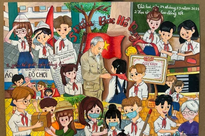Tác phẩm đạt giải trong cuộc thi “Bác Hồ với thiếu nhi-Thiếu nhi với Bác Hồ” (Ảnh: LÊ HÀ)