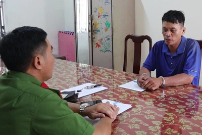 Đối tượng Lê Đức Thắng tại cơ quan công an