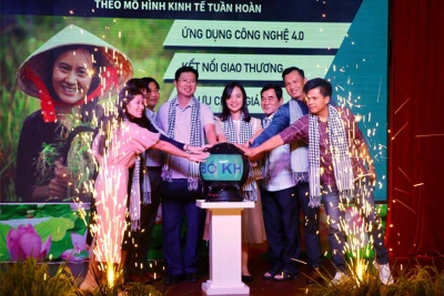 Các đại biểu thực hiện nghi thức khởi động dự án.