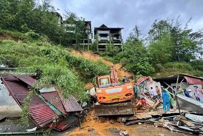 Khu vực xảy ra sạt lở khiến một người tử vong.