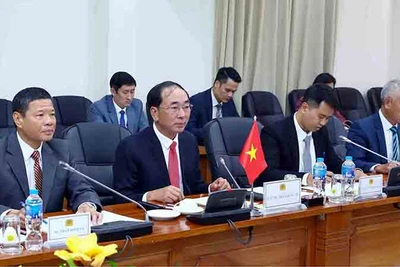 Thượng tướng Trần Quốc Tỏ, Thứ trưởng Bộ Công an phát biểu tại buổi tiếp. (Ảnh: PHẠM KIÊN)