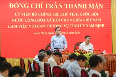 Chủ tịch Quốc hội Trần Thanh Mẫn phát biểu chỉ đạo tại buổi làm việc.