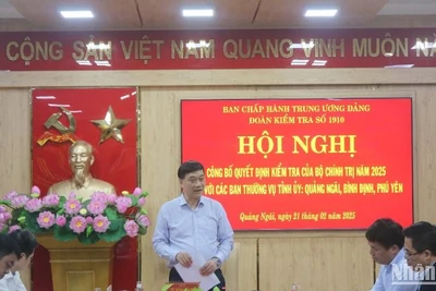 Phó Chủ tịch Quốc hội, Phó Trưởng đoàn Thường trực Đoàn Kiểm tra số 1910 của Bộ Chính trị Vũ Hồng Thanh phát biểu tại hội nghị.