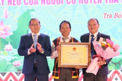 Trao bằng chứng nhận Di sản văn hóa phi vật thể quốc gia nghệ thuật trang trí cây nêu của người Co, huyện Trà Bồng.