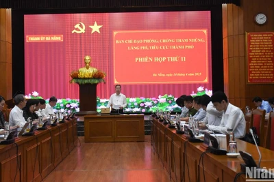 Ban Chỉ đạo Thành ủy Đà Nẵng về phòng, chống tham nhũng, lãng phí, tiêu cực tổ chức phiên họp thứ 11, chiều ngày 14/4. (Ảnh: ANH ĐÀO)