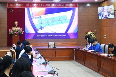 Toàn cảnh buổi lễ phát động Cuộc thi sáng tác sản phẩm truyền thông về bảo vệ nền tảng tư tưởng của Đảng năm 2024.