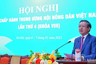 Chủ tịch Hội Nông dân Việt Nam Lương Quốc Đoàn phát biểu khai mạc Hội nghị.