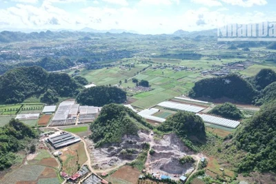 Khu vực khai thác cát sạn trái phép tại xóm Bó Cang, tiểu khu Bó Bun, thị trấn Nông trường Mộc Châu.