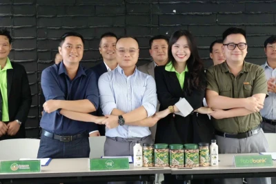 Các đơn vị ký kết tham gia dự án hạt điều xanh.