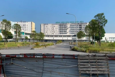 Bệnh viện Việt Đức cơ sở 2 mới hoàn thành trên 60% khối lượng xây dựng cơ bản. (Ảnh: T.H)