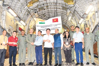 Đại diện các cơ quan liên quan cùng Đại sứ quán Ấn Độ tại Việt Nam tiếp nhận lô hàng từ Chính phủ Ấn Độ. (Ảnh Minh Hoa)