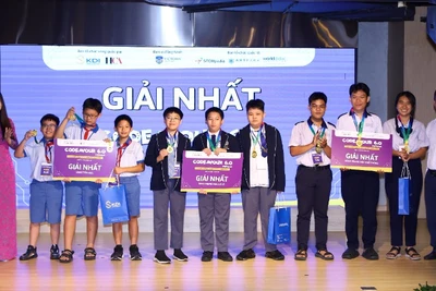 Bà Nguyễn Thị Huyền Trang, Tổng Giám đốc KDI Education (ngoài cùng bên trái) trao giải cho các đội thi xuất sắc nhất của khu vực phía nam.