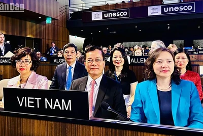 Thứ trưởng Ngoại giao Hà Kim Ngọc phát biểu tại phiên khai mạc. 