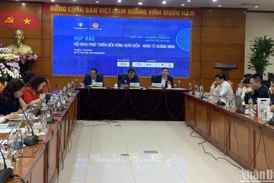 Họp báo thông tin về "Hội nghị phát triển bền vững nuôi biển-nhìn từ Quảng Ninh", ngày 25/3/2024.