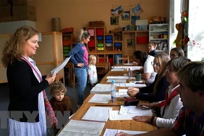 Điểm bỏ phiếu bầu Thượng viện vòng 1 tại Prague, Cộng hòa Séc ngày 23/9/2022. (Ảnh: THX/TTXVN)