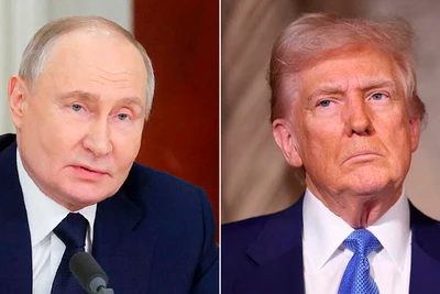 Tổng thống Nga Vladimir Putin và người đồng cấp Mỹ Donald Trump. (Ảnh: TASS)