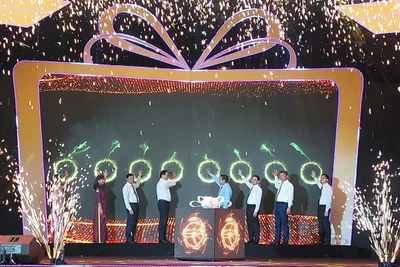 Các đại biểu chính thức nhấn nút khai mạc Lễ hội.