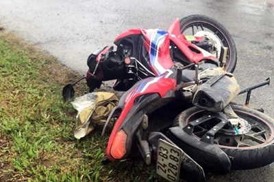 Hiện trường vụ đá lăn gây tai nạn.