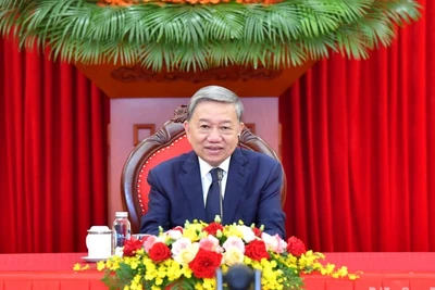 Tổng Bí thư Tô Lâm điện đàm với Chủ tịch Đảng Đại hội Dân tộc Phi, Tổng thống Nam Phi Cyril Ramaphosa. (Ảnh: ĐĂNG KHOA)