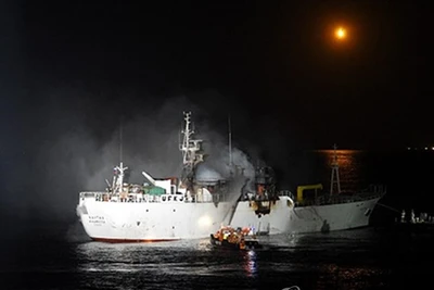 Lực lượng cứu hộ tìm kiếm người mất tích. (Nguồn: Yonhap)