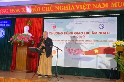 Tiết mục biểu diễn của Nghệ sĩ sáo trúc Tachibana Saburo (Nhật Bản).