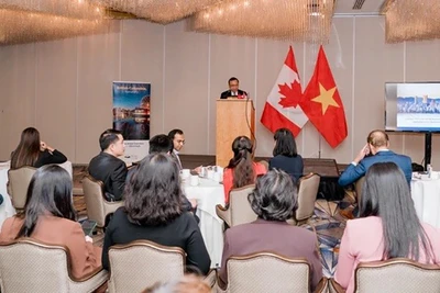 Quang cảnh một hội thảo xúc tiến đầu tư do Đại sứ quán Việt Nam tại Canada tổ chức. (Nguồn: Vietnam+)