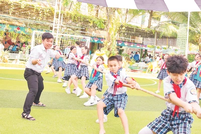 Trẻ em tham gia ngày hội “Thiếu nhi vui khỏe năm 2024” tại Thành phố Hồ Chí Minh.