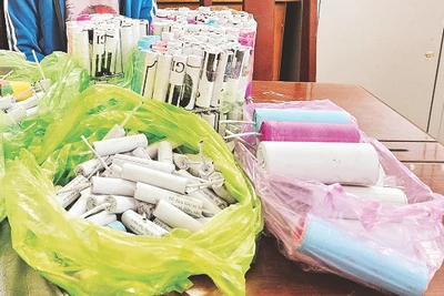 Pháo tự chế bị thu giữ. Ảnh: VĂN BAN