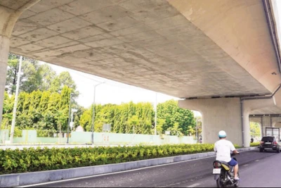 Cầu cạn dẫn vào nhà ga T3 sân bay Tân Sơn Nhất vừa hoàn thành thi công và đưa vào khai thác. (Ảnh THẾ ANH)