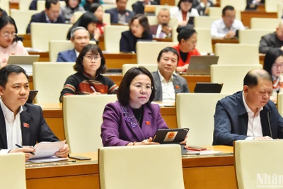 Các đại biểu Quốc hội dự phiên họp chiều 12/2. (Ảnh: THỦY NGUYÊN)