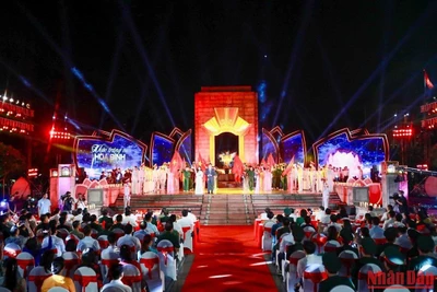 Điểm cầu truyền hình tại Hà Nội. (Ảnh: Hải Linh)