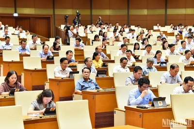 Các đại biểu dự phiên thảo luận tại hội trường chiều 1/6. (Ảnh: THỦY NGUYÊN)